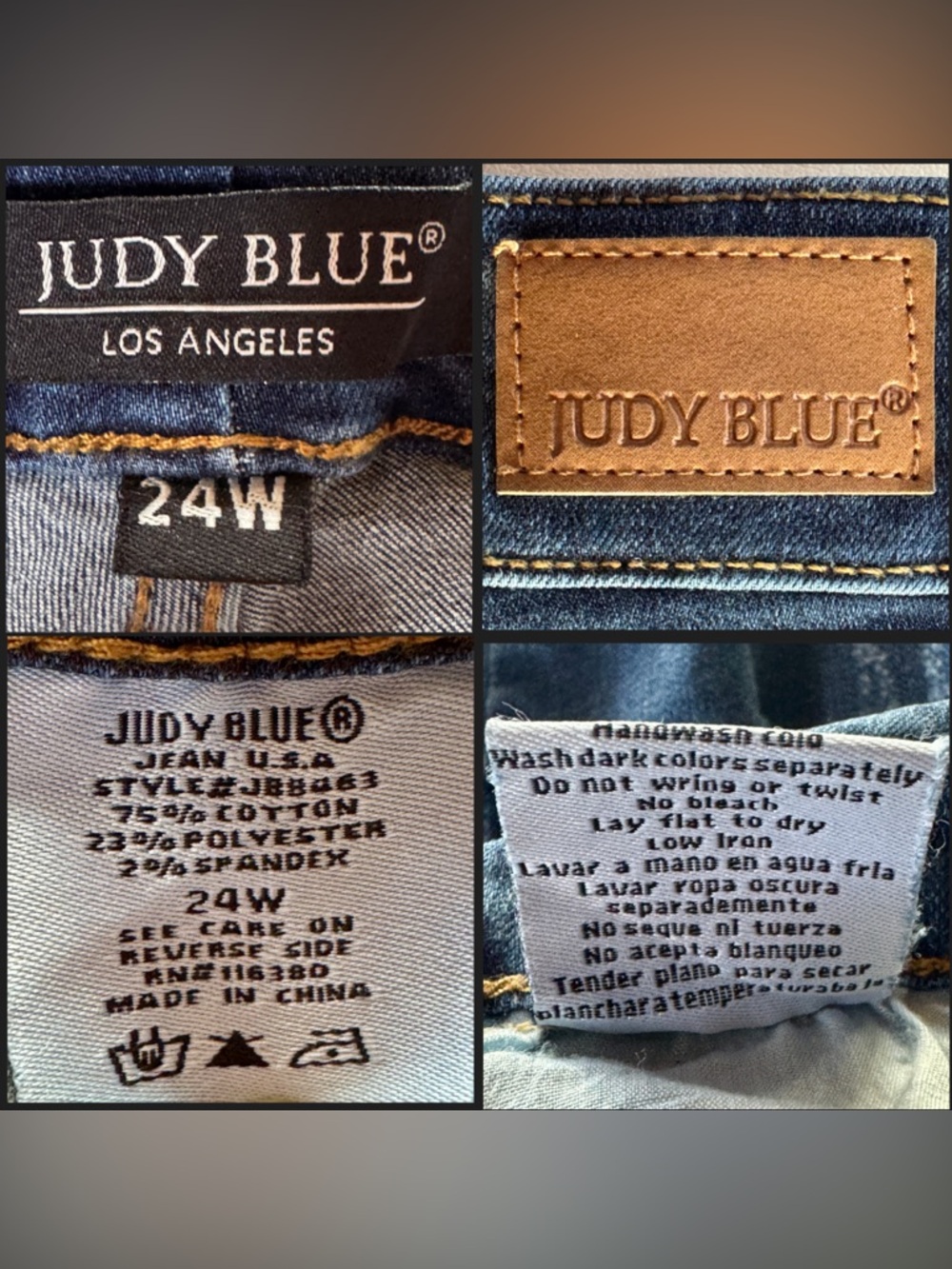 Judy Blue Jeans Distressed Lace Patch Skinny Mid Rise Denim Stretch JB8463 (24W) - Picture 3 of 17